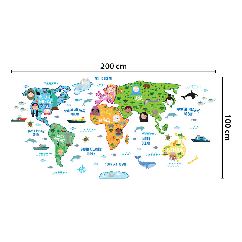 Walplus Αυτοκόλλητα Tοίχου "Educational Nursery World Map"