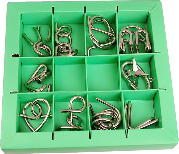 10 Metal Puzzles- Green Set