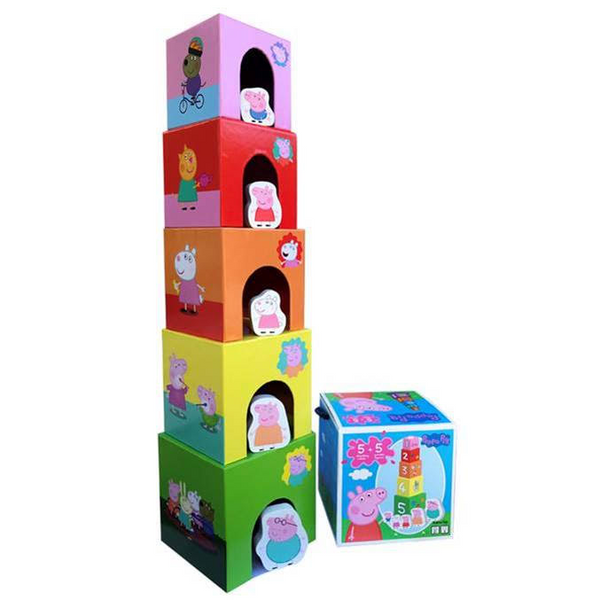 Barbo Toys 5 Κύβοι Στοίβαξης και 5 Φιγούρες Peppa Pig