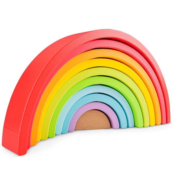 New Classic Toys Ξύλινο Παιχνίδι Στοίβαξης Rainbow - 10 Κομμάτια