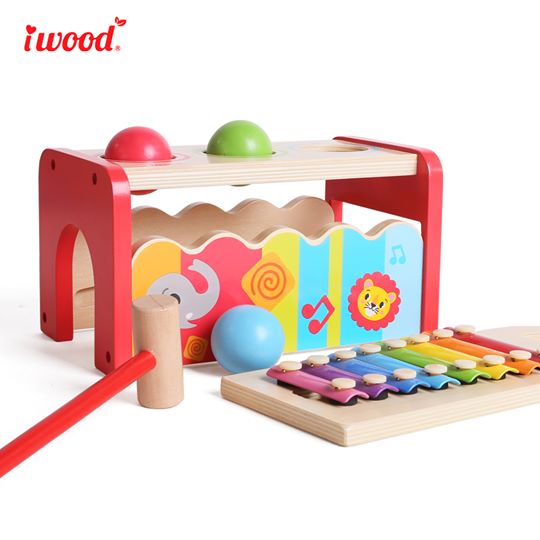 iwood Αναπτυξιακό Παιχνίδι Beating Qin and Ball Playing Stand 2 σε 1