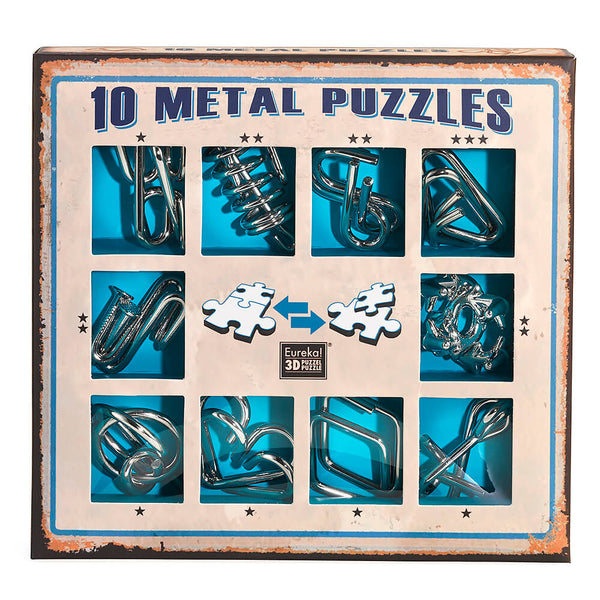 Eureka 10 Metal Puzzles- Blue Set