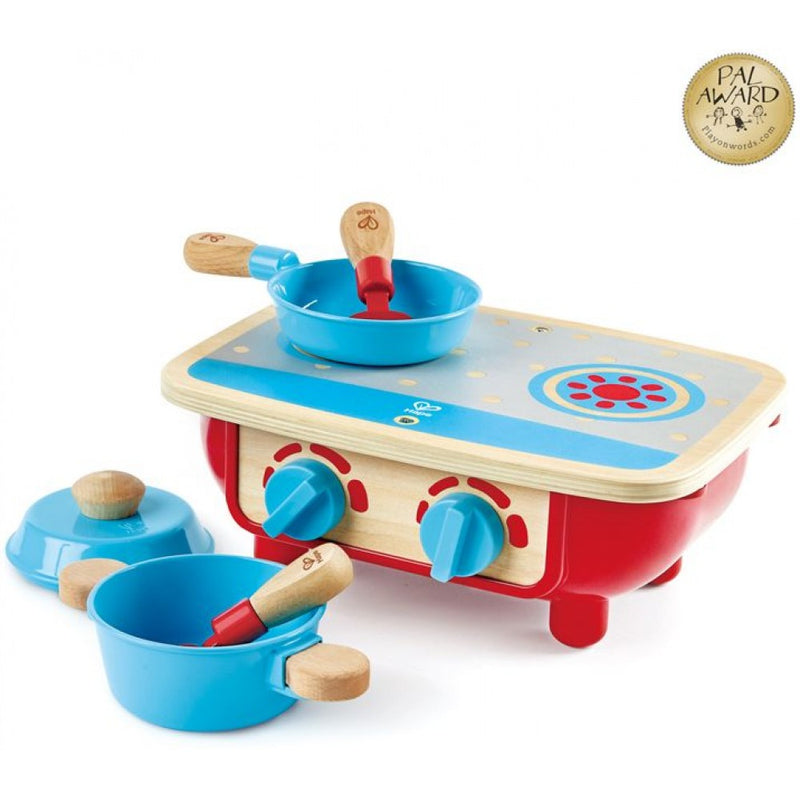 Hape Toddler Kitchen Set - Μικρή Κουζίνα Με Τηγάνι, Κατσαρόλα Και 2 Σπάτουλες - 6Τεμ. (E3170)