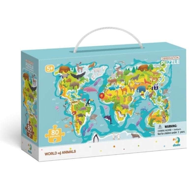 Dodo Puzzles Παγκόσμιος Χάρτης Παρατήρησης Ζώων 80τεμ