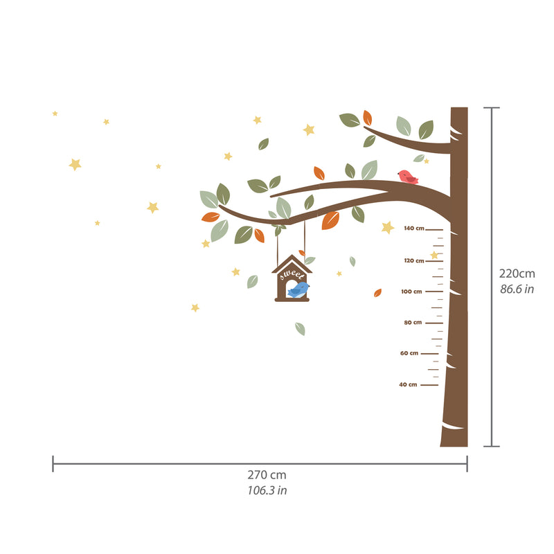 Walplus Αυτοκόλλητα Tοίχου - Αναστημόμετρο"Sweet Birds Height Chart Tree"