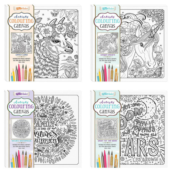 Artists Colouring Canvas: Set of 4 Designs
