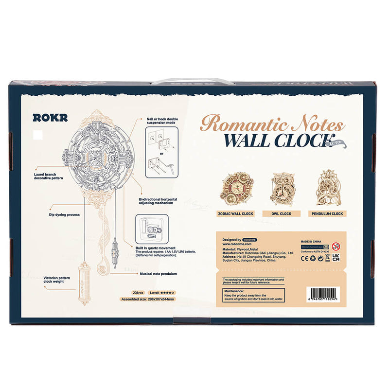 Robotime Romantic notes – wall clock
