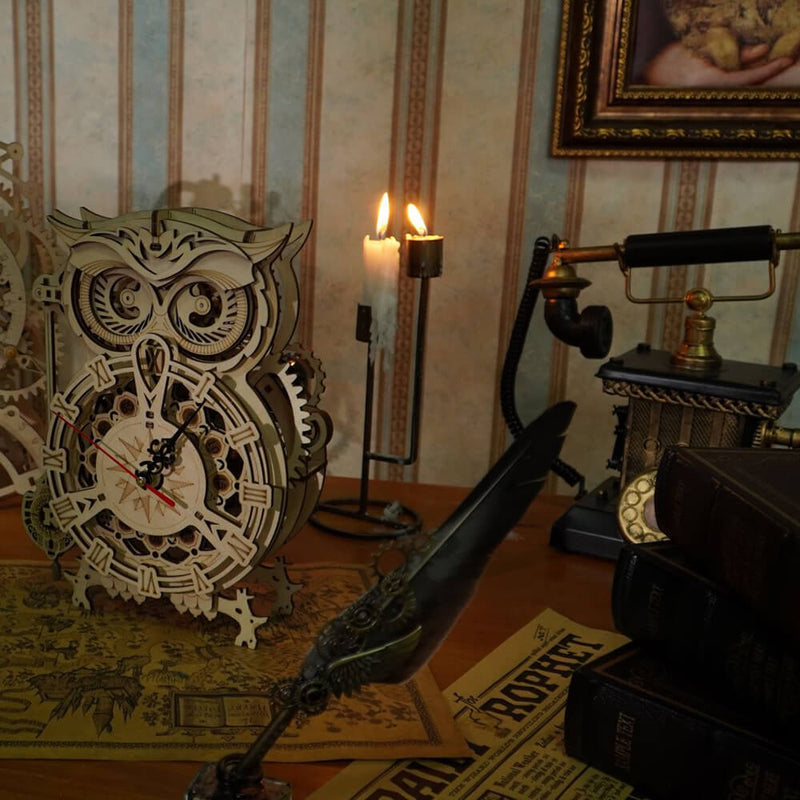 Robotime 3D Ξύλινη Κατασκευή Mechanical Owl Clock