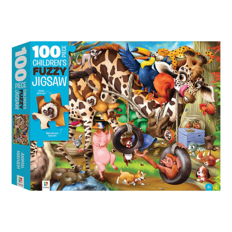 Touch and Feel: Animal Mayhem Fuzzy 100 Piece Jigsaw