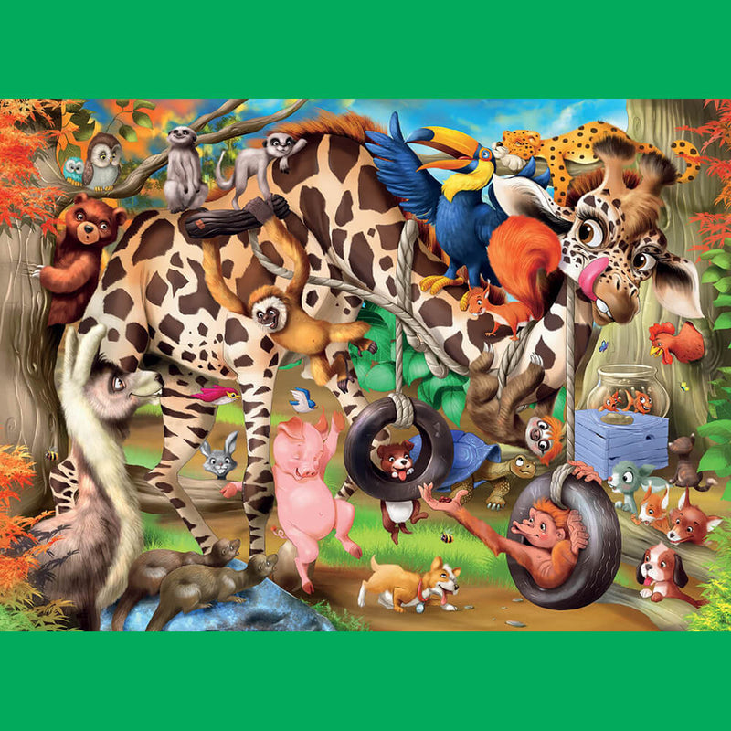 Touch and Feel: Animal Mayhem Fuzzy 100 Piece Jigsaw