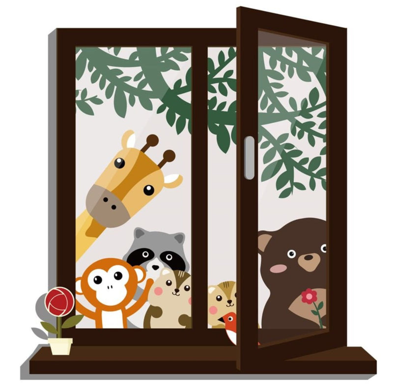 Walplus Αυτοκόλλητα Tοίχου "Window View Of Animal Friends"